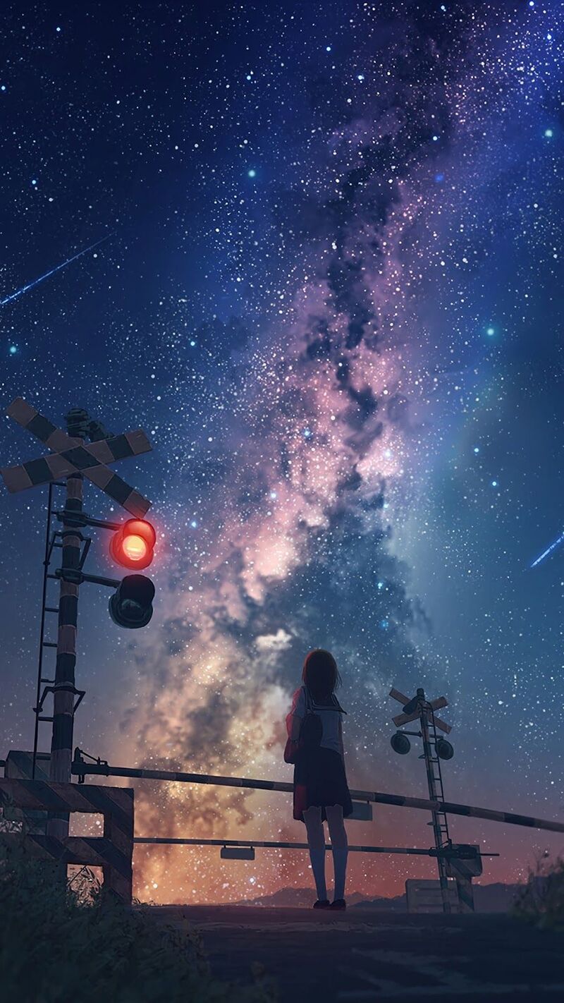 50+ hình ảnh bầu trời đêm đẹp anime lung linh, lãng mạn nhất